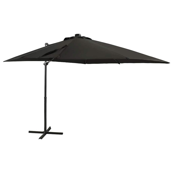 Guarda-sol jardim cantilever c/ poste e luzes LED 250 cm preto