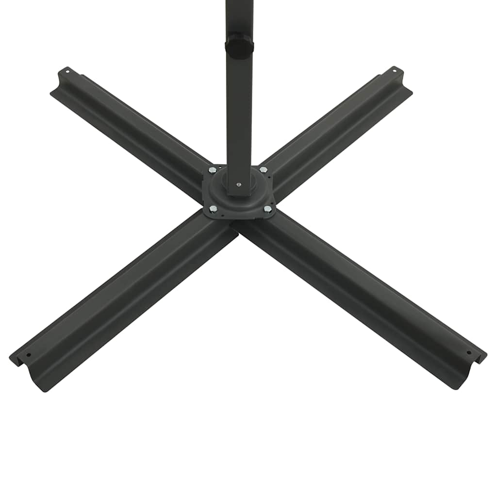 Guarda-sol jardim cantilever poste/luzes LED 250 cm azul-ciano