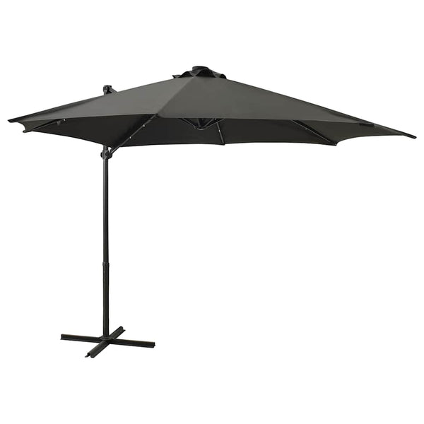 Guarda-sol jardim cantilever c/ poste/luzes LED 300cm antracite