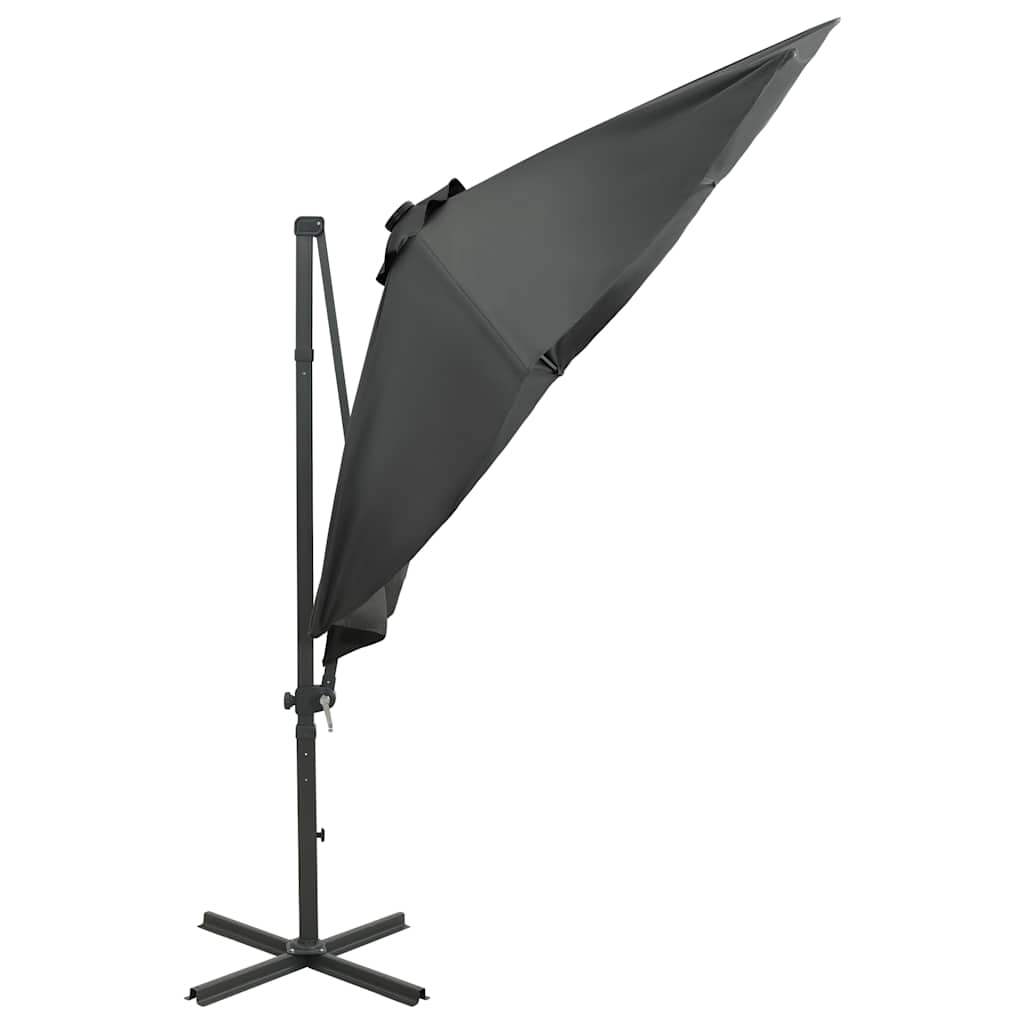 Guarda-sol jardim cantilever c/ poste/luzes LED 300cm antracite