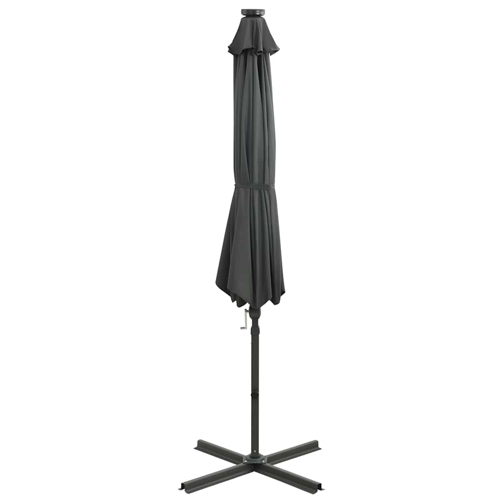Guarda-sol jardim cantilever c/ poste/luzes LED 300cm antracite