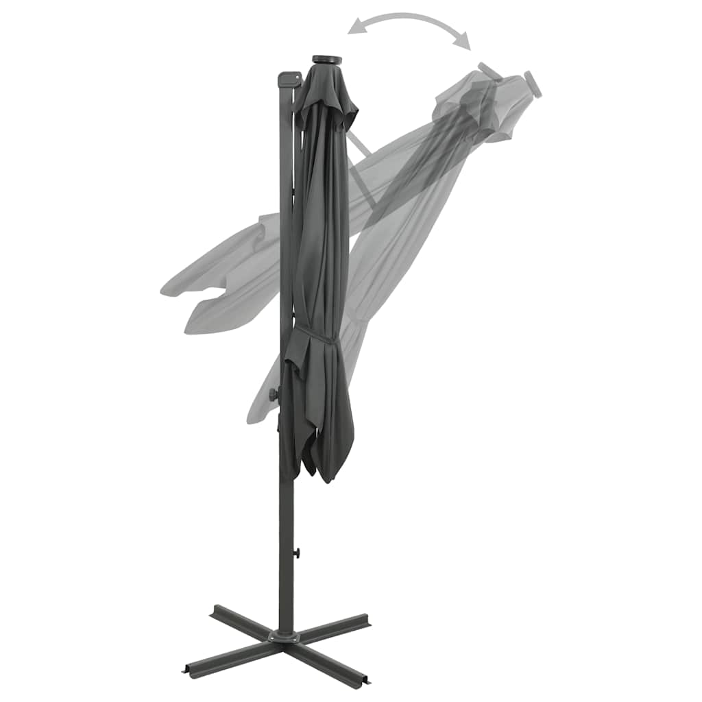 Guarda-sol jardim cantilever c/ poste/luzes LED 300cm antracite
