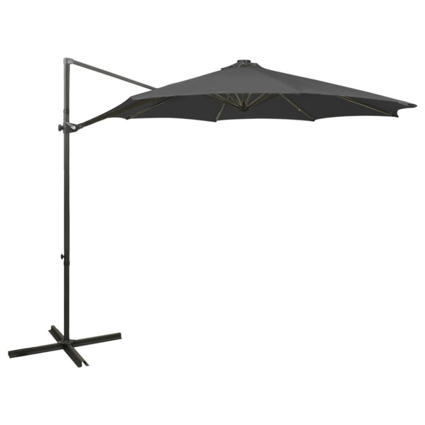 Guarda-sol jardim cantilever c/ poste/luzes LED 300cm antracite