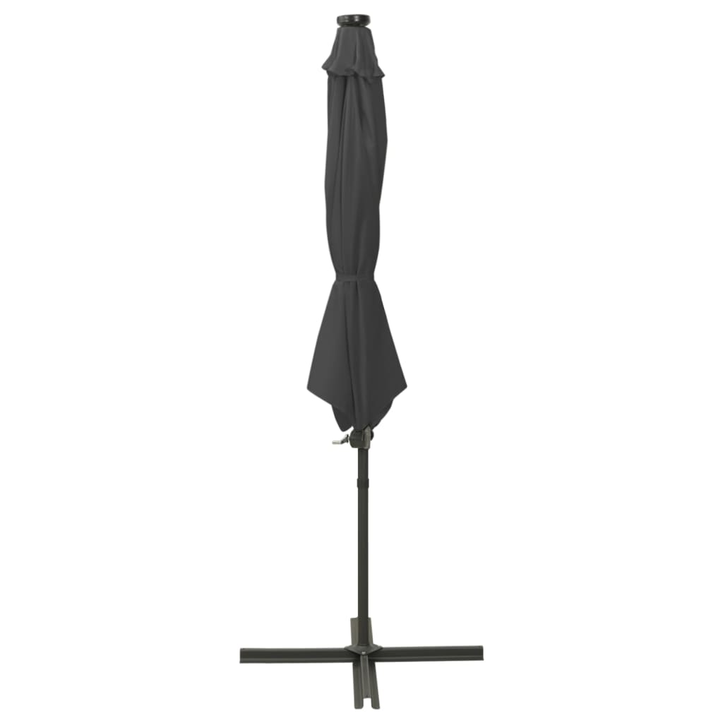Guarda-sol jardim cantilever c/ poste/luzes LED 300cm antracite