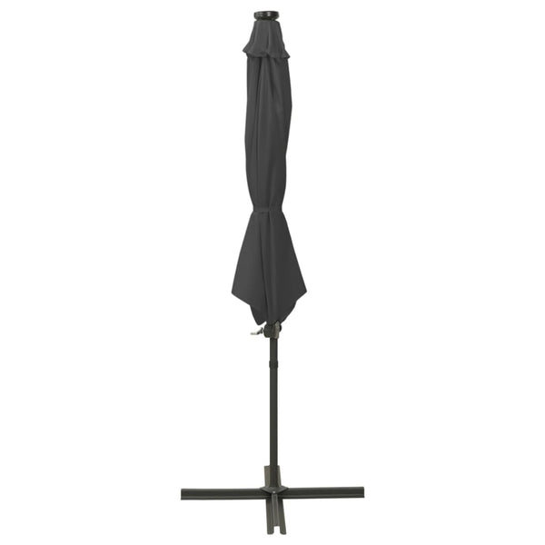 Guarda-sol jardim cantilever c/ poste/luzes LED 300cm antracite