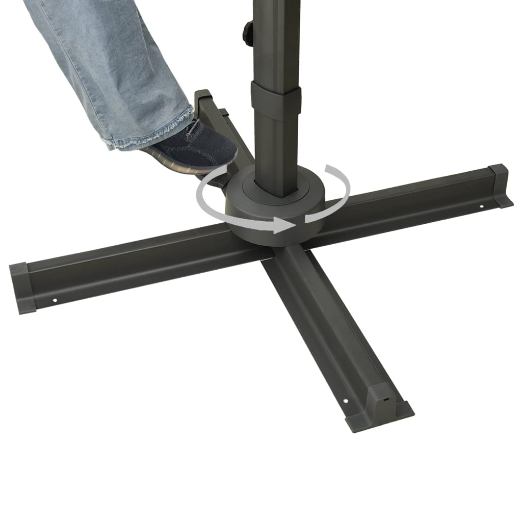 Guarda-sol jardim cantilever c/ poste e luzes LED 300 cm preto