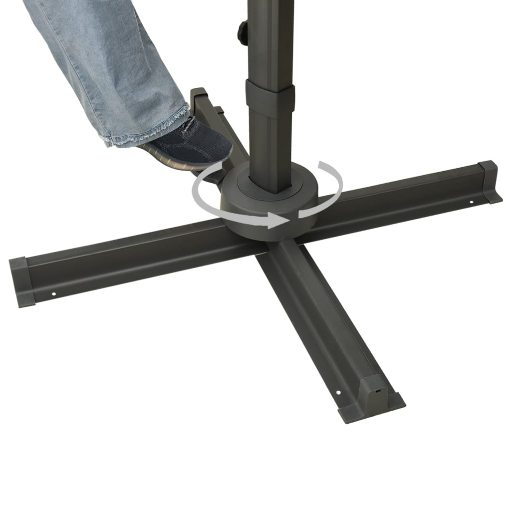 Guarda-sol jardim cantilever poste/luzes LED 300 cm azul-ciano