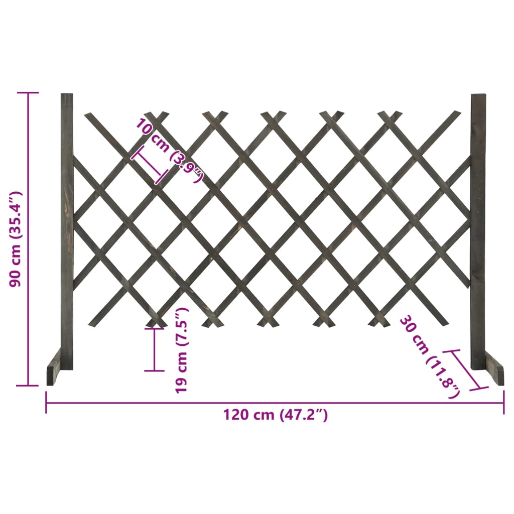 Vedação em treliça para jardim 120x90 cm abeto maciço cinzento