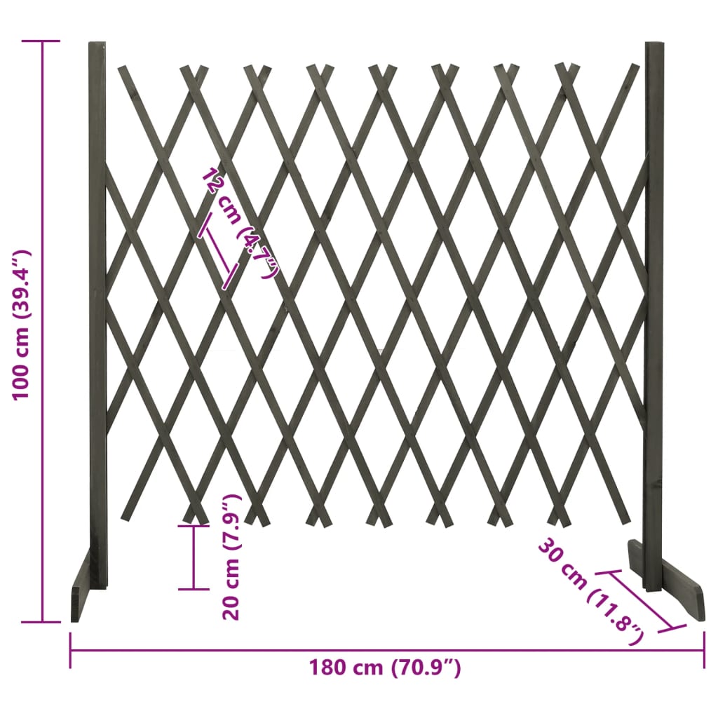 Vedação em treliça para jardim 180x100 cm abeto maciço cinzento
