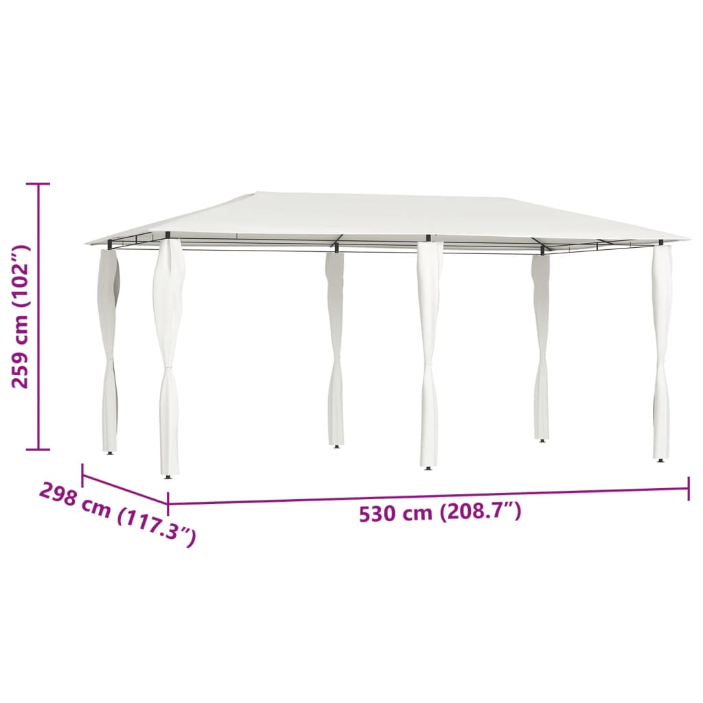 Gazebo 2,98x5,3x2,59 m com capas para postes 160 g/m² cor creme