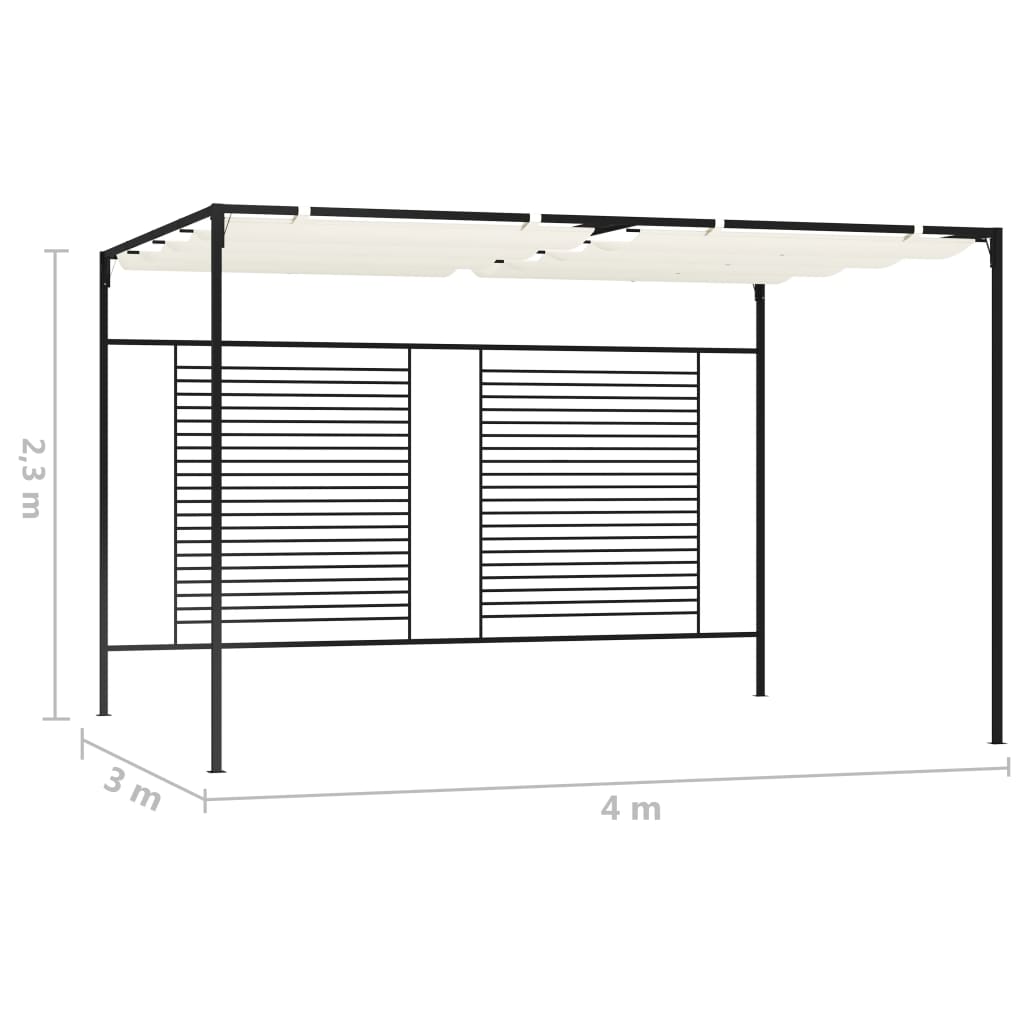 Gazebo com telhado retrátil 3x4x2,3 m 180 g/m² cor creme