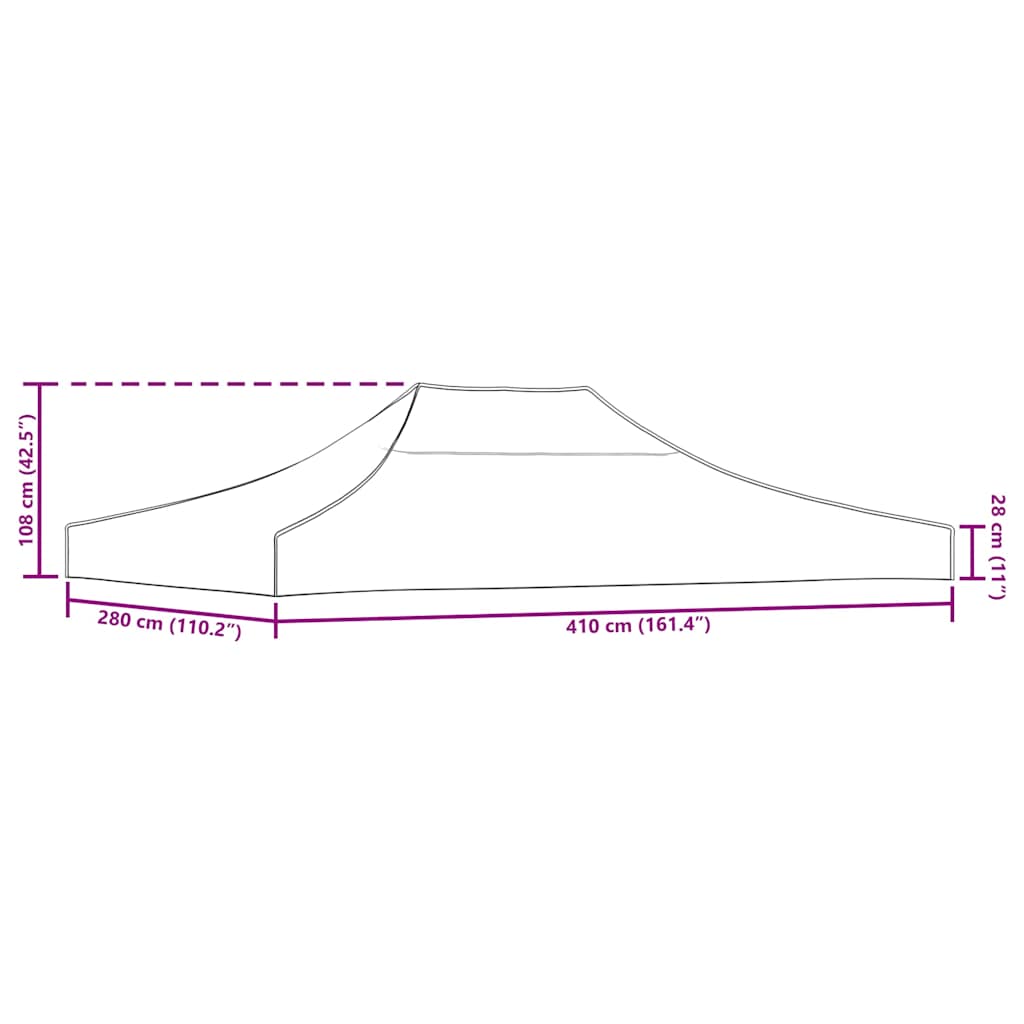 Teto para tenda de festas 4x3 m 270 g/m² branco