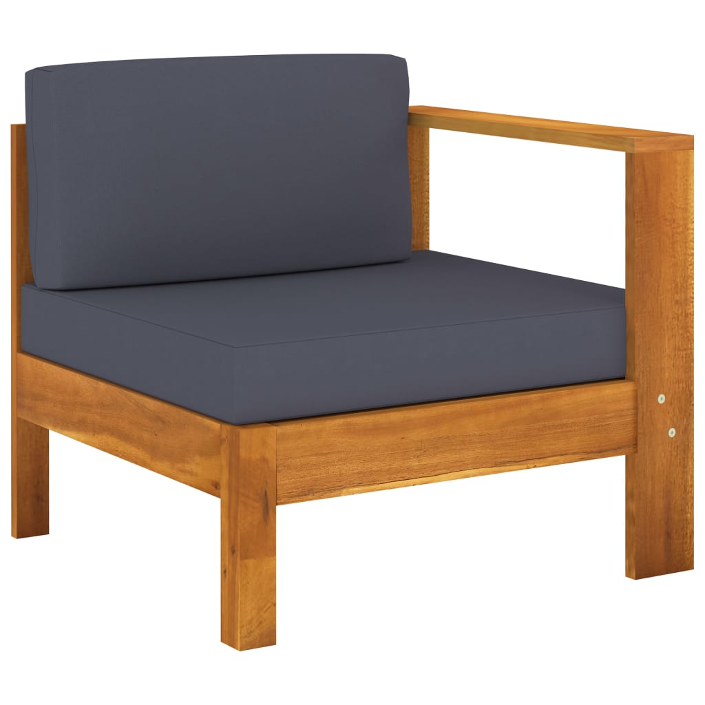10 pcs conj. lounge de jardim c/ almofadões cinza-escuro acácia