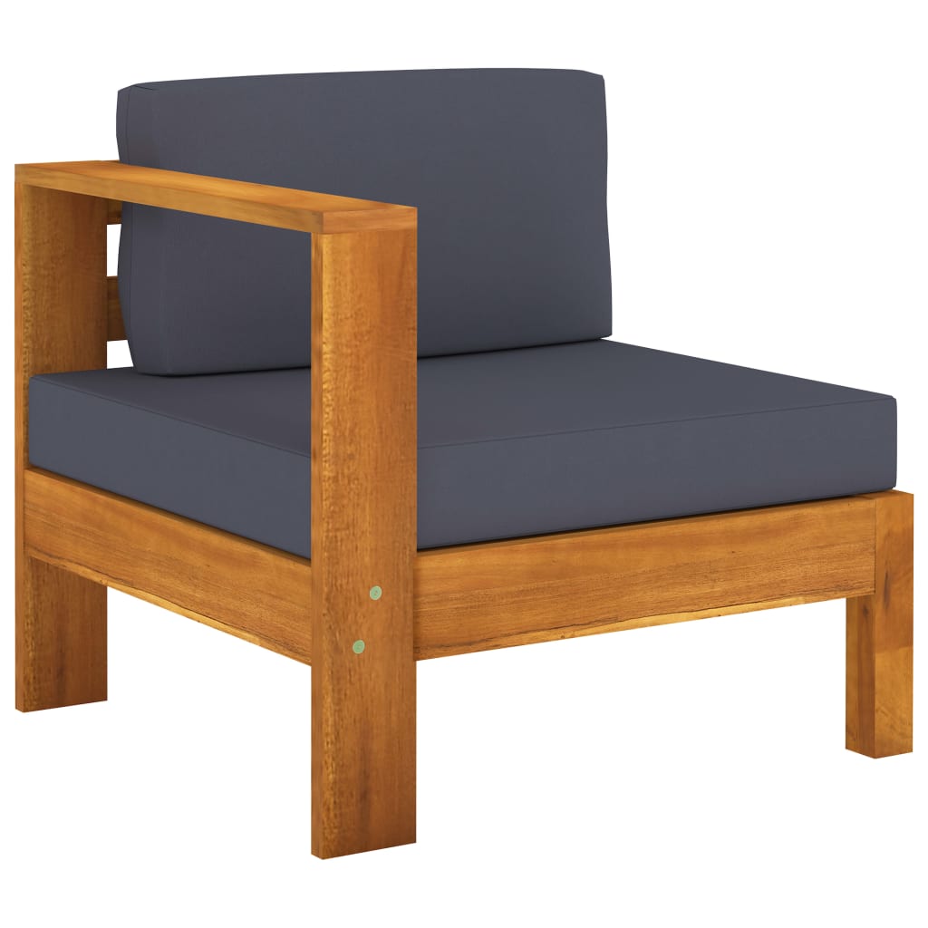 10 pcs conj. lounge de jardim c/ almofadões cinza-escuro acácia