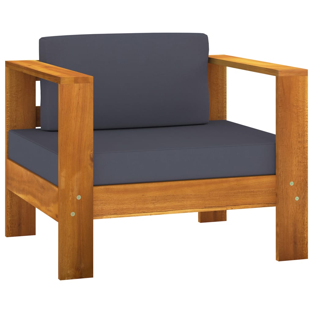 10 pcs conj. lounge de jardim c/ almofadões cinza-escuro acácia