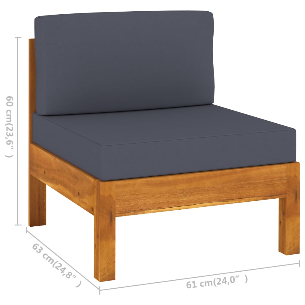 10 pcs conj. lounge de jardim c/ almofadões cinza-escuro acácia