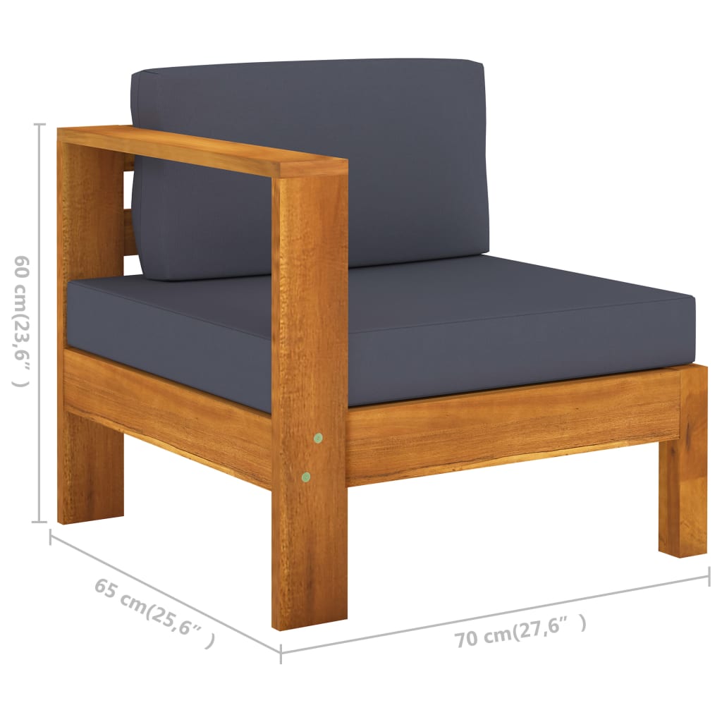 10 pcs conj. lounge de jardim c/ almofadões cinza-escuro acácia