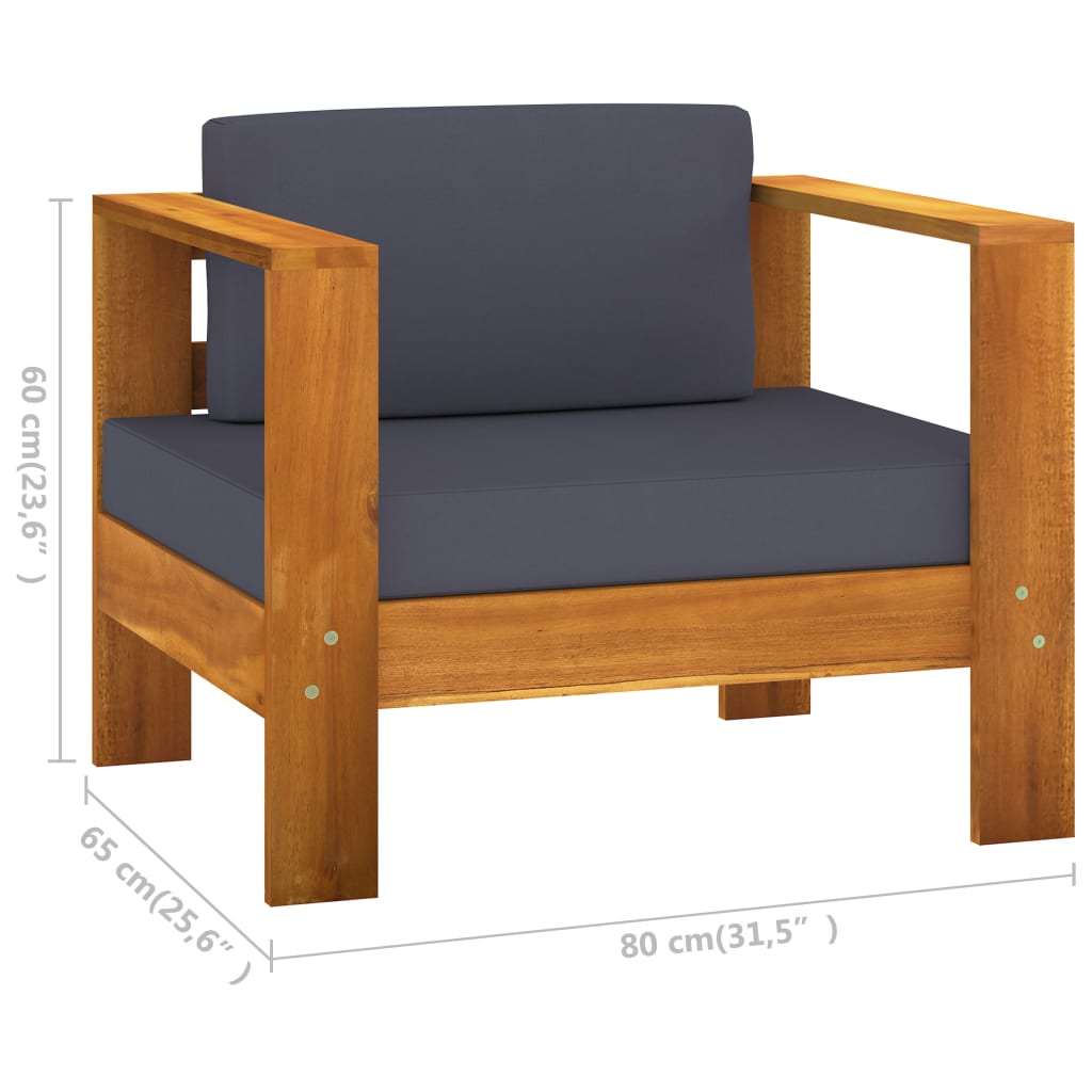 10 pcs conj. lounge de jardim c/ almofadões cinza-escuro acácia