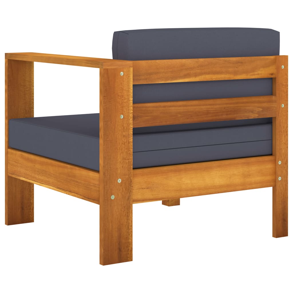 10 pcs conj. lounge de jardim c/ almofadões cinza-escuro acácia