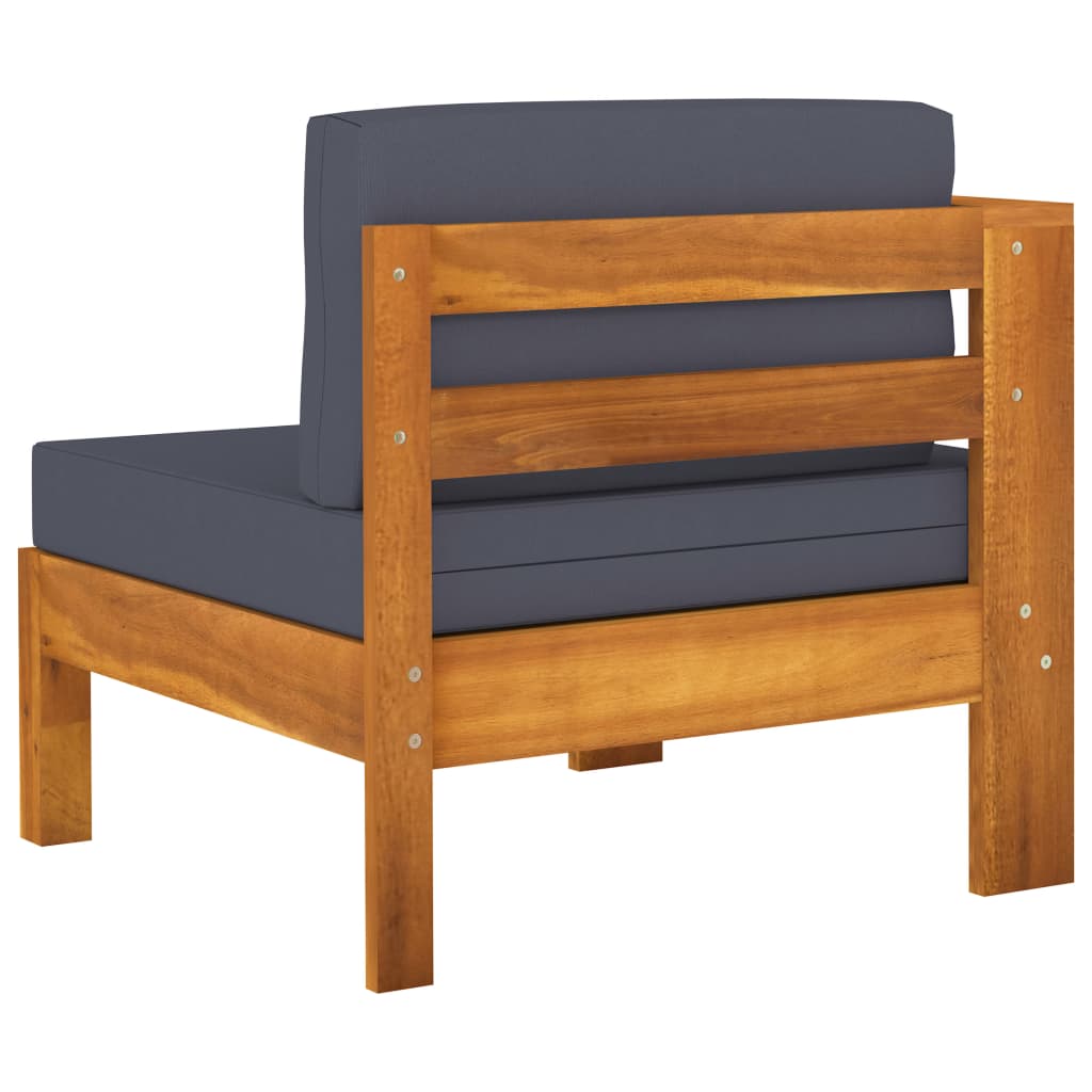 10 pcs conj. lounge de jardim c/ almofadões cinza-escuro acácia