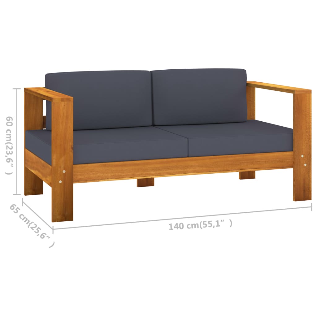 10 pcs conj. lounge de jardim c/ almofadões cinza-escuro acácia