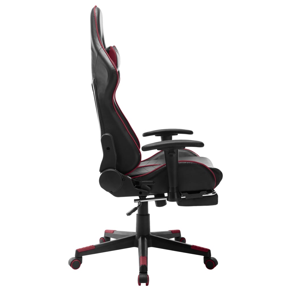 Cadeira gaming c/ apoio de pés couro art. preto/vermelho tinto