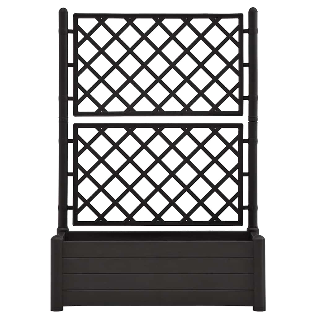 Vaso/floreira de jardim com treliça 100x43x142 cm PP antracite