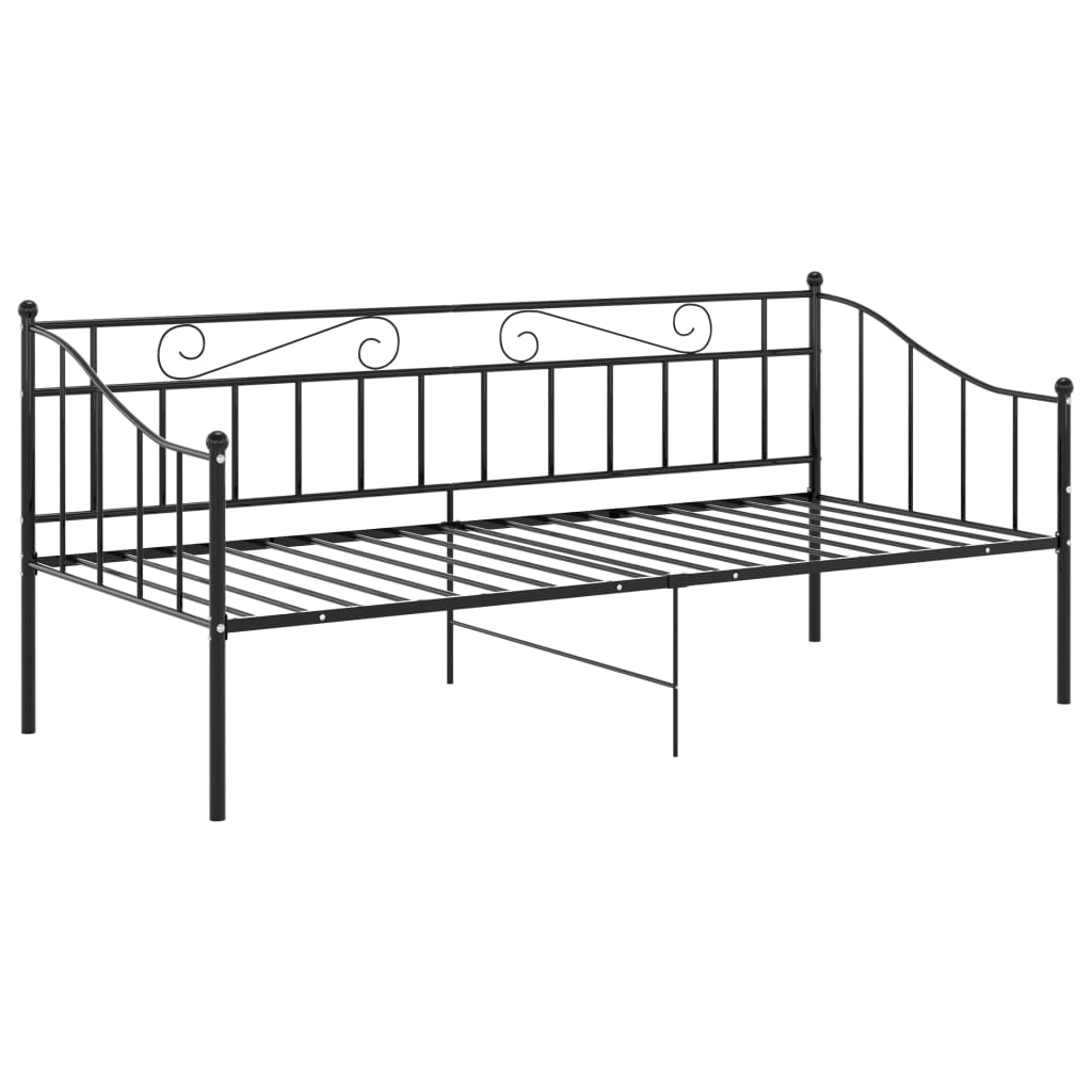 Sofá-cama 90x200 cm metal preto