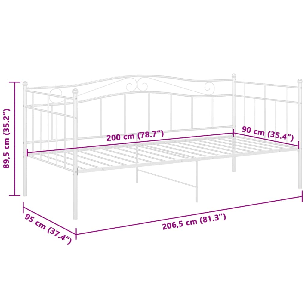 Sofá-cama 90x200 cm metal branco