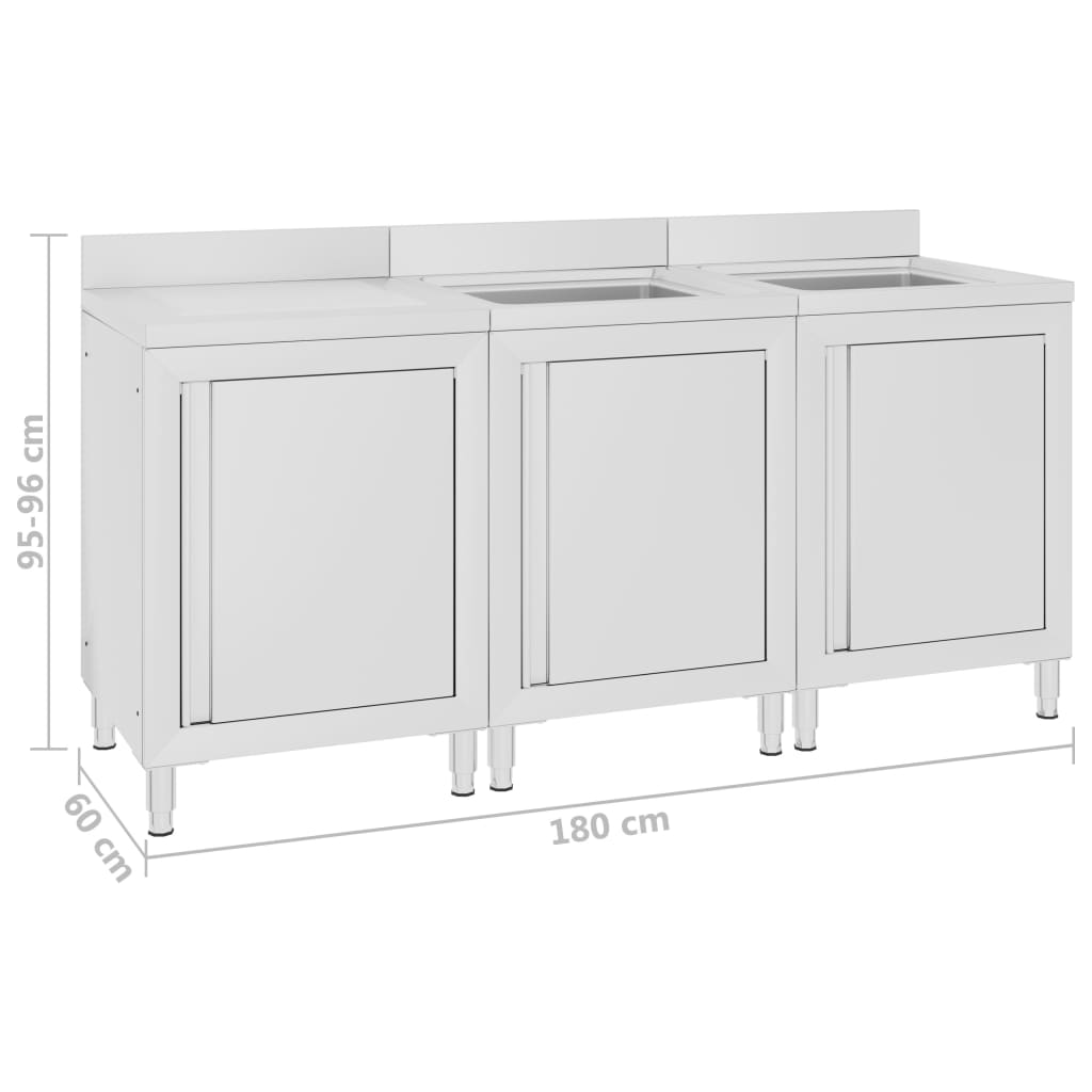 Armário c/ lava-louça cozinha comercial 180x60x96cm aço inoxid.