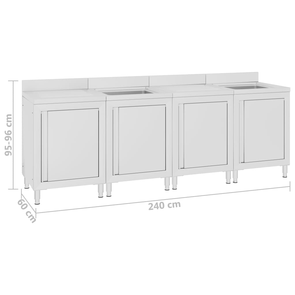 Armário c/ lava-louça cozinha comercial 240x60x96cm aço inoxid.