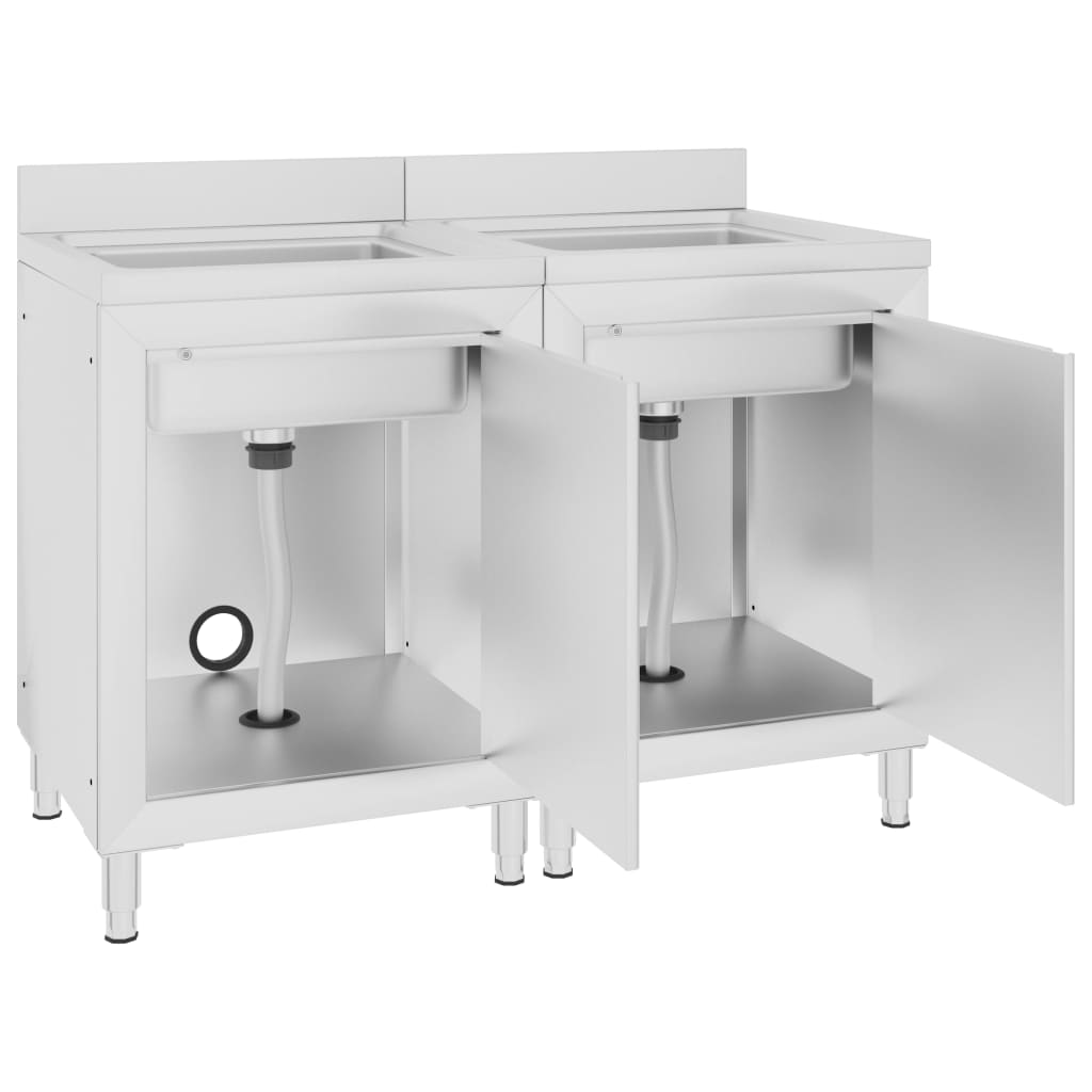 Armários c/ lava-louça cozinha com. 2pcs 60x60x96cm aço inoxid.