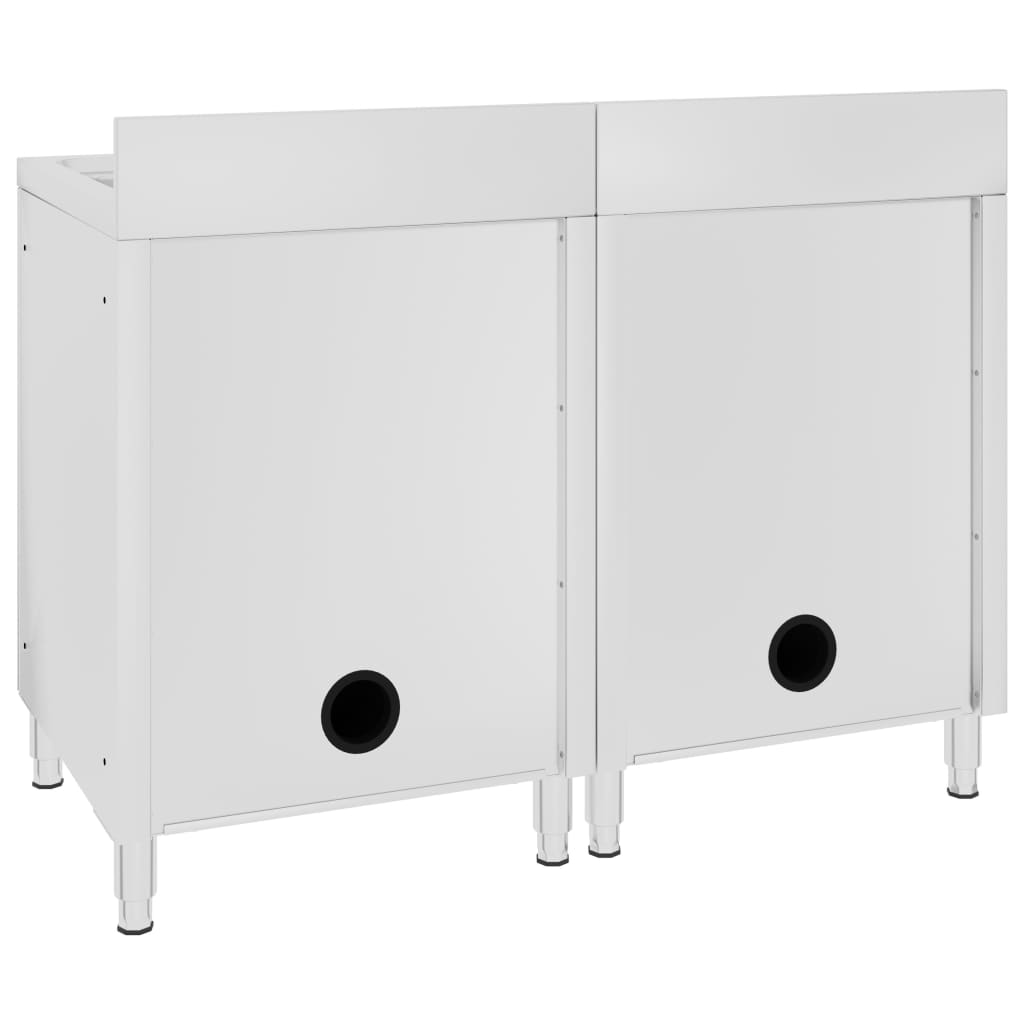 Armários c/ lava-louça cozinha com. 2pcs 60x60x96cm aço inoxid.