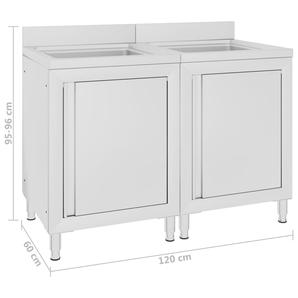 Armários c/ lava-louça cozinha com. 2pcs 60x60x96cm aço inoxid.