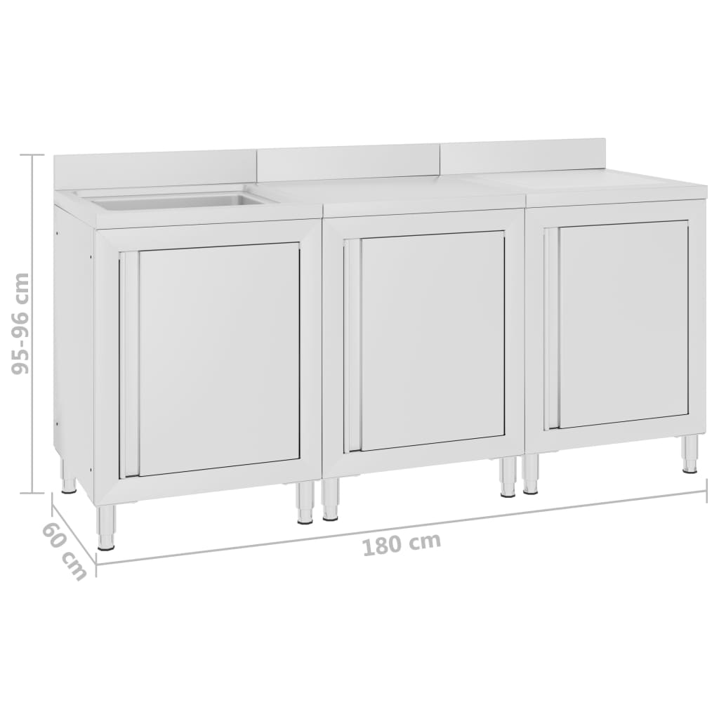 Armário c/ lava-louça cozinha comercial 180x60x96cm aço inoxid.