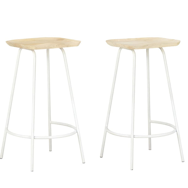 Bancos de bar 2 pcs madeira de mangueira maciça