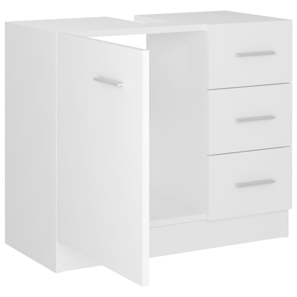 Armário de lavatório 63x30x54 cm derivados de madeira branco