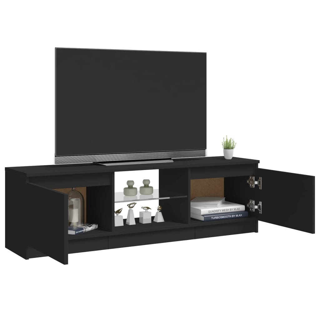 Móvel de TV com luzes LED 120x30x35,5 cm preto