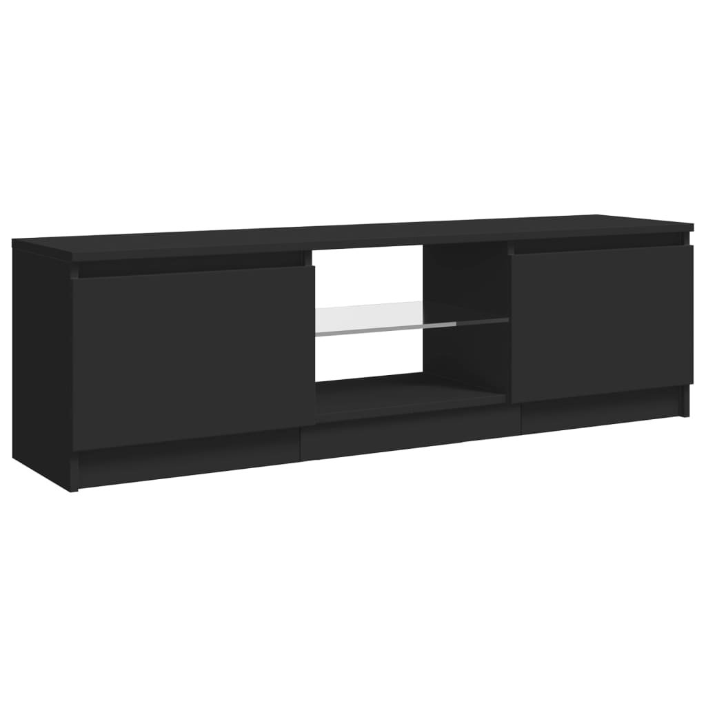 Móvel de TV com luzes LED 120x30x35,5 cm preto