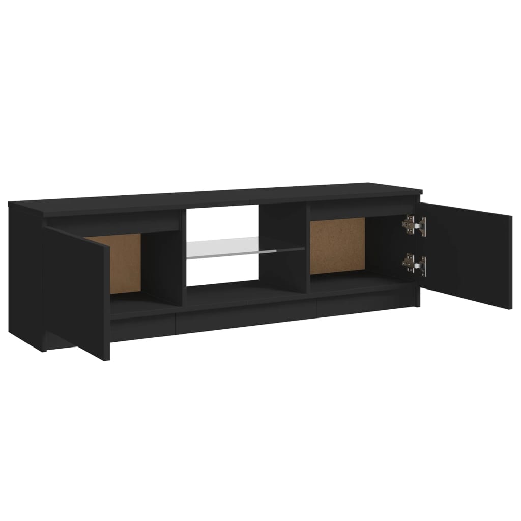Móvel de TV com luzes LED 120x30x35,5 cm preto