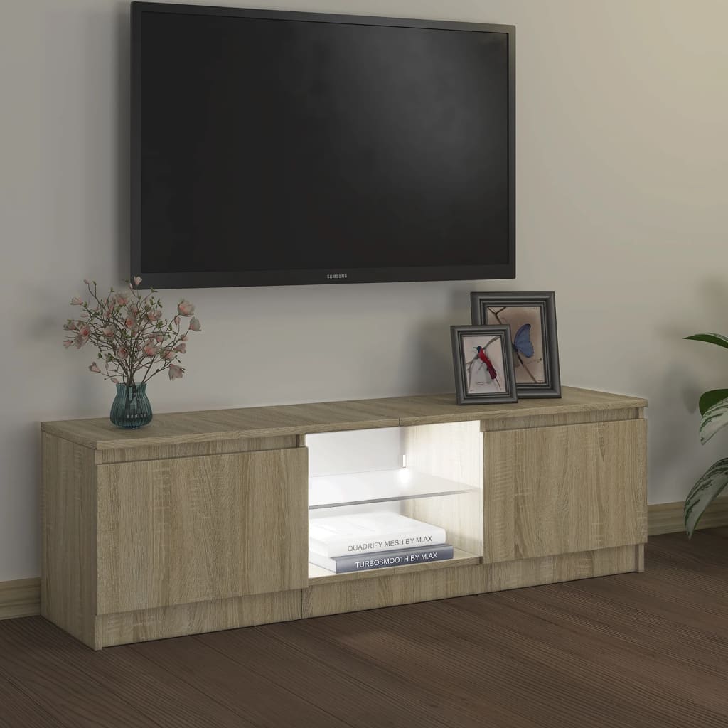 Móvel de TV com luzes LED 120x30x35,5 cm carvalho sonoma