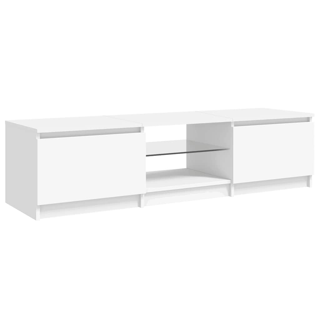 Móvel de TV com luzes LED 140x40x35,5 cm branco