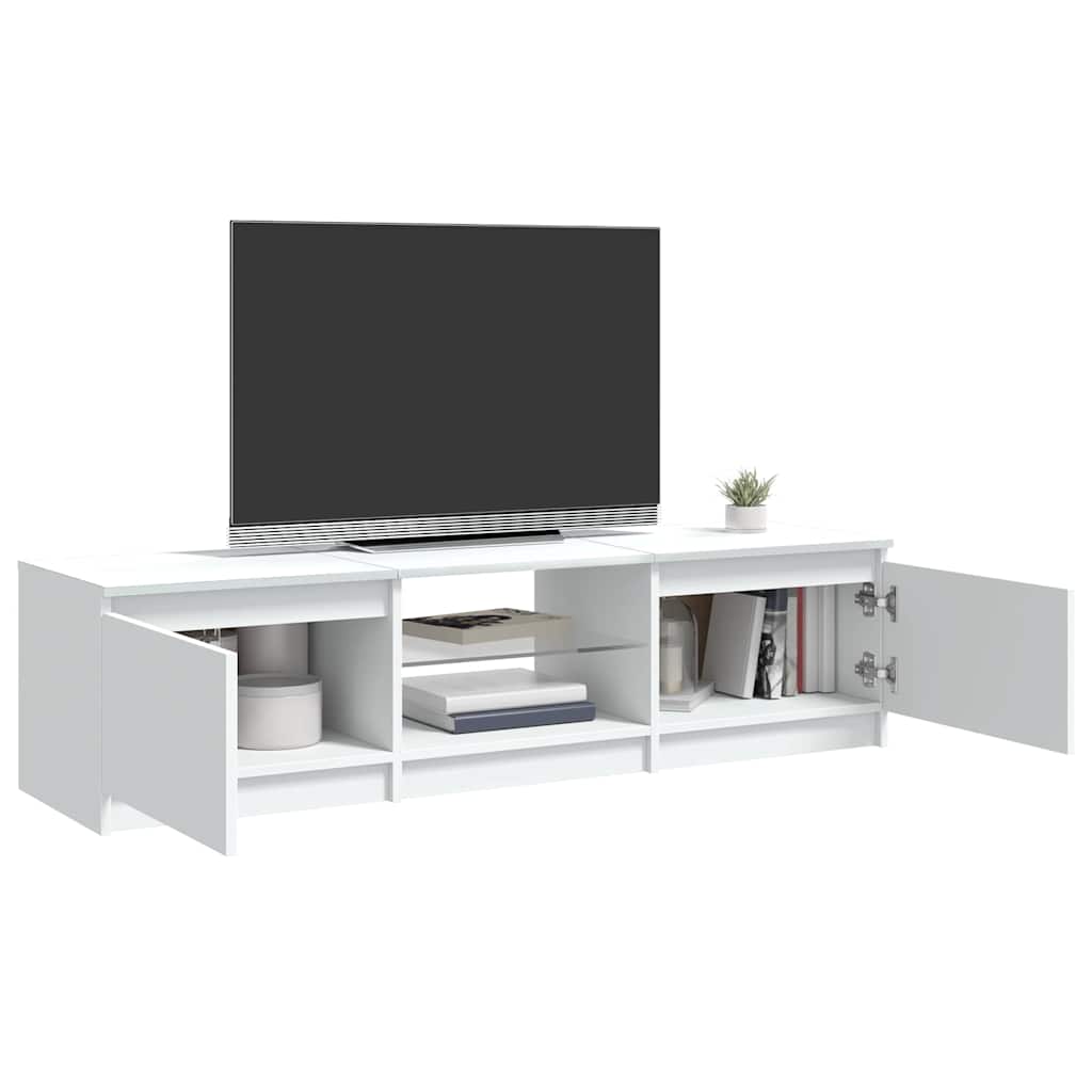 Móvel de TV com luzes LED 140x40x35,5 cm branco