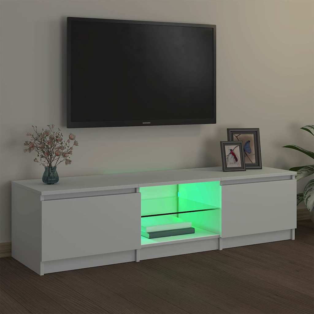 Móvel de TV com luzes LED 140x40x35,5 cm branco
