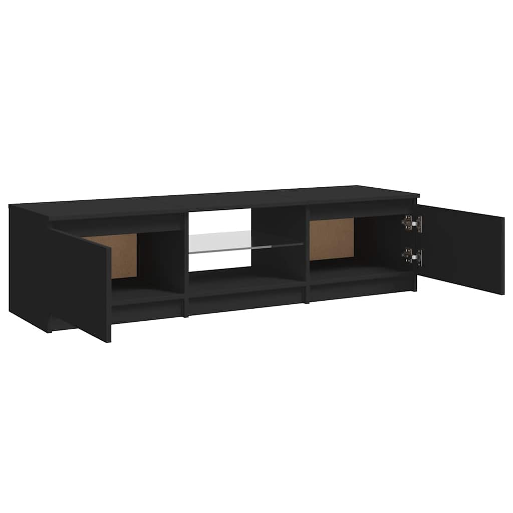 Móvel de TV com luzes LED 140x40x35,5 cm preto