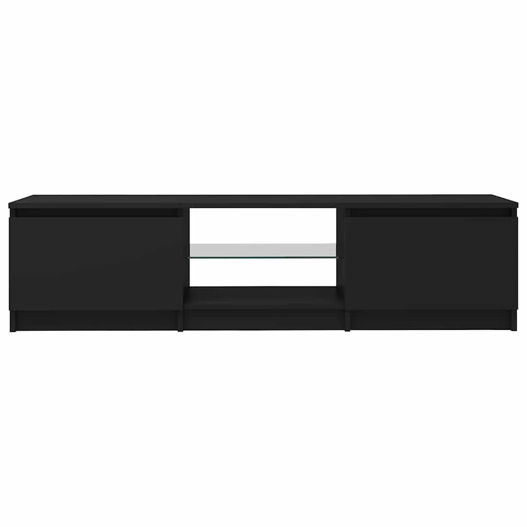 Móvel de TV com luzes LED 140x40x35,5 cm preto