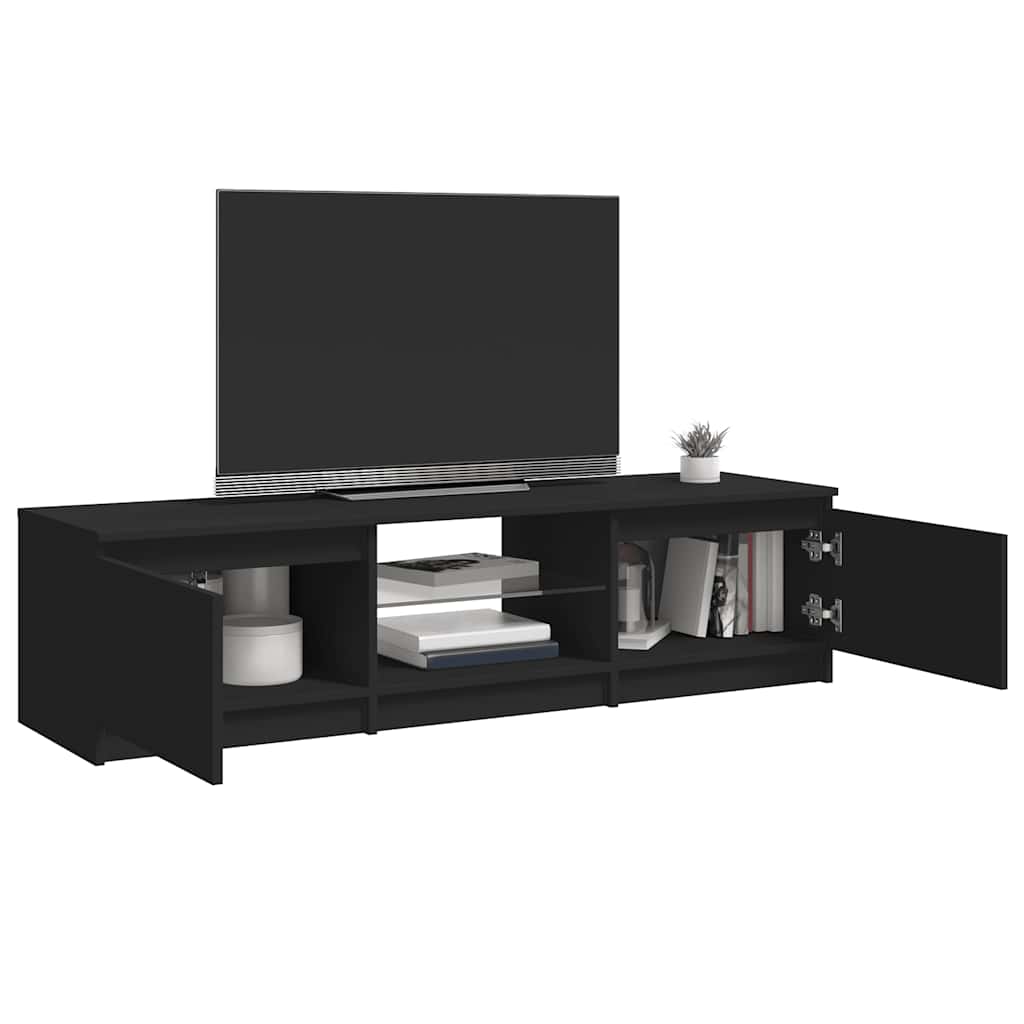 Móvel de TV com luzes LED 140x40x35,5 cm preto