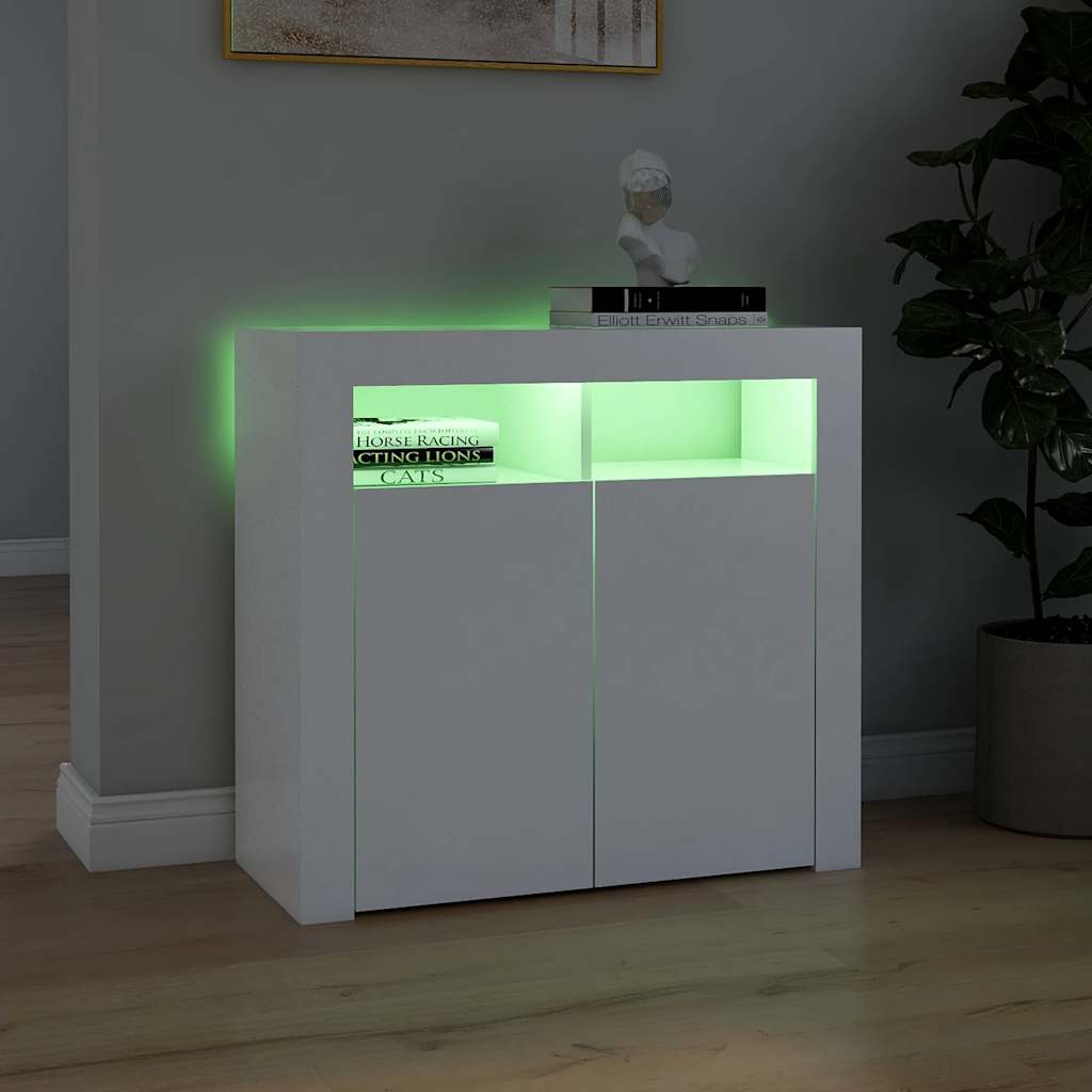 Aparador com luzes LED 80x35x75 cm branco