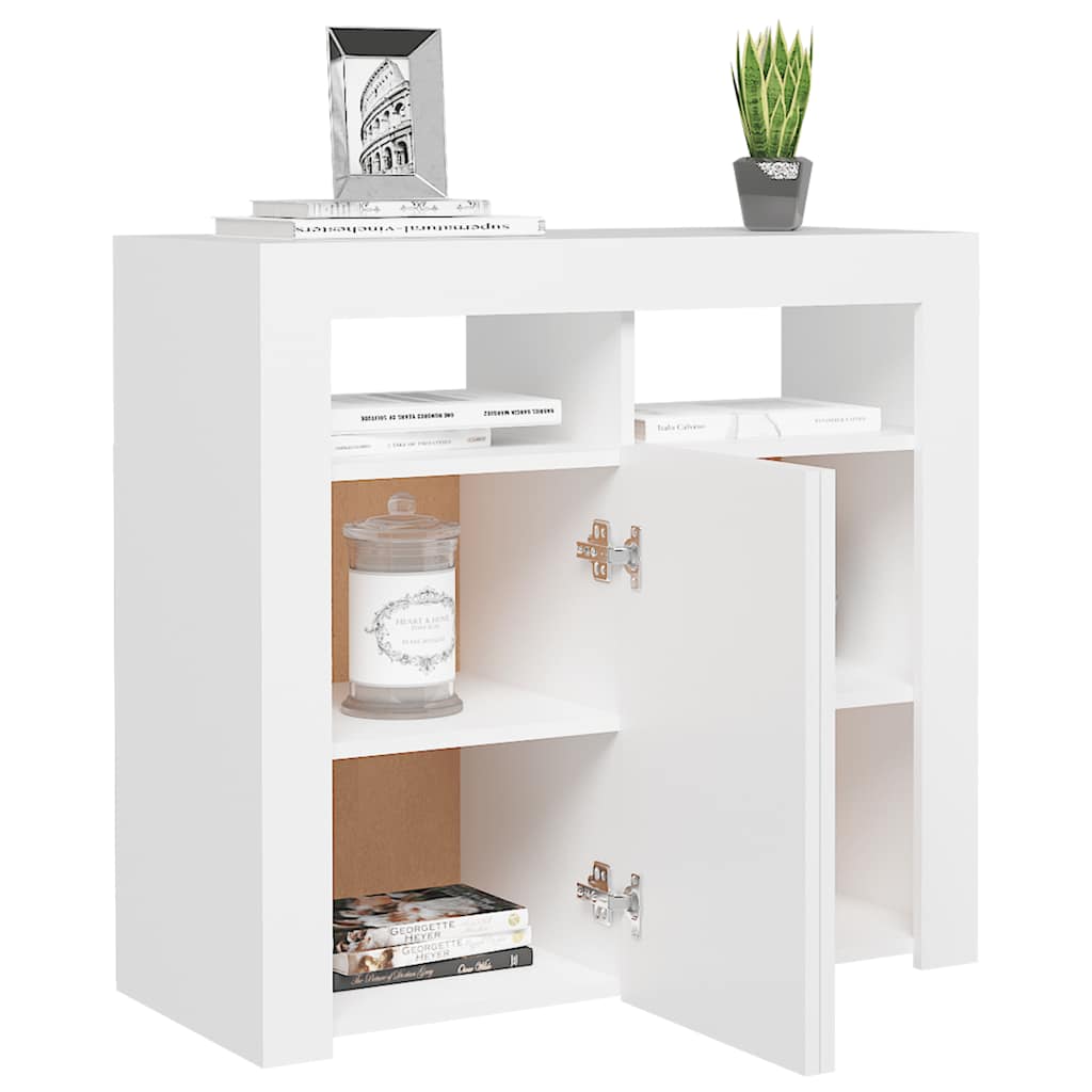Aparador com luzes LED 80x35x75 cm branco