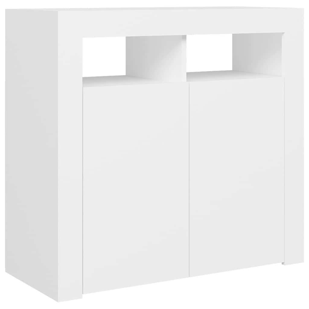 Aparador com luzes LED 80x35x75 cm branco